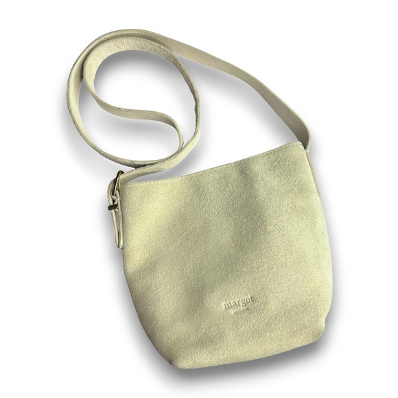 margot Handbags - Margot New York Suede Leather Crossbody Shoulder Bag Cream Beige Minimalist